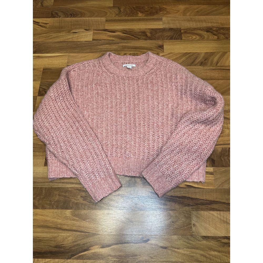 American Eagle Sweater Women's Small Pink Crop‎ Cable Knit